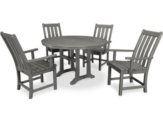 POLYWOOD® Vineyard Recycled Plastic 5 Piece Nautical Trestle Outdoor Patio Dining Set