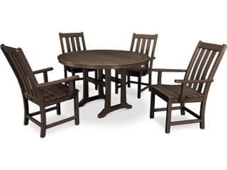 POLYWOOD® Vineyard Recycled Plastic 5 Piece Nautical Trestle Outdoor Patio Dining Set