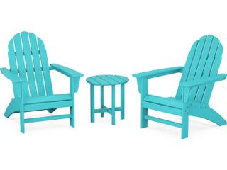 POLYWOOD® Vineyard Recycled Plastic 3 Piece Adirondack Outdoor Patio Lounge Set