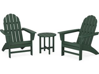 POLYWOOD® Vineyard Recycled Plastic 3 Piece Adirondack Outdoor Patio Lounge Set