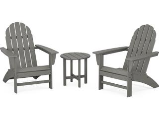 POLYWOOD® Vineyard Recycled Plastic 3 Piece Adirondack Outdoor Patio Lounge Set