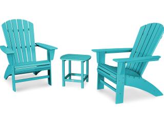 POLYWOOD® Nautical Recycled Plastic 3 Piece Outdoor Patio Lounge Set