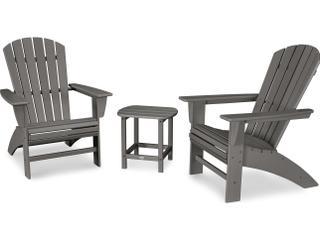 POLYWOOD® Nautical Recycled Plastic 3 Piece Outdoor Patio Lounge Set