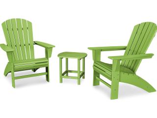 POLYWOOD® Nautical Recycled Plastic 3 Piece Outdoor Patio Lounge Set