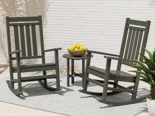 POLYWOOD® Estate Recycled Plastic 3 Piece Porch Rocker Outdoor Lounge Set