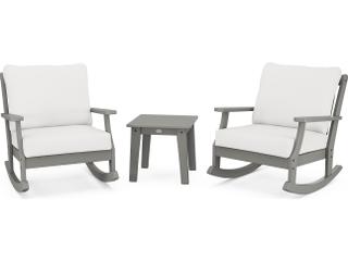 POLYWOOD® Braxton Recycled Plastic Deep Seating 3 Piece Patio Lounge Set