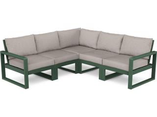POLYWOOD® Edge Recycled Plastic Deep Seating 5 Piece Sectional Outdoor Patio Lounge Set