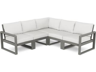 POLYWOOD® Edge Recycled Plastic Deep Seating 5 Piece Sectional Outdoor Patio Lounge Set
