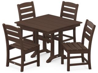 POLYWOOD® Lakeside Recycled Plastic 5 Piece Farmhouse Trestle Patio Dining Set