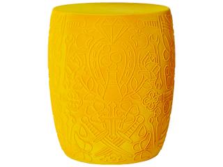 Qeeboo Mexico Dark Gold Velvet Upholstered Accent Stool and Side Table