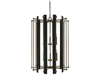12-Light Louvre Chandelier in Antique Brass and Matte Black