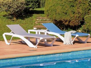 Resol Marina Club Sunlounger White Structure Ash Oak Textilene Price Includes 2