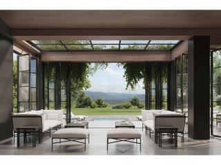 Seasonal Living Patinero Smooth Charcoal Satin Aluminum Cushion Bench
