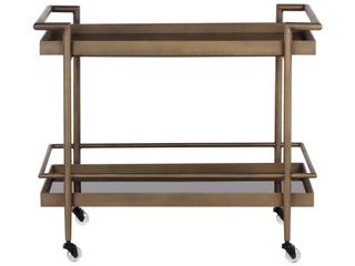 Sunpan Livingston Glass Antique Brass Bar Cart