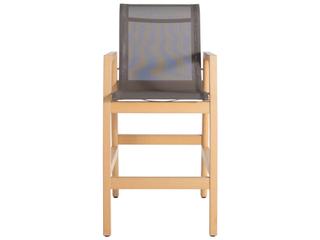 Summer Classics Seashore N-Dura Wood Outdoor Bar Stool with White Sling