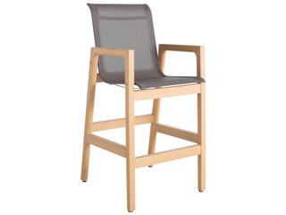 Summer Classics Seashore N-Dura Wood Outdoor Bar Stool with White Sling