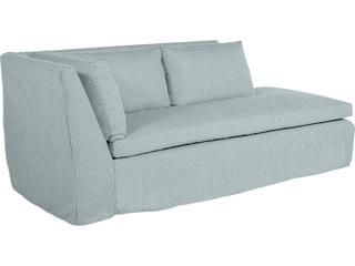 Grid Cloth Indigo Left Arm Facing Loveseat — Nora Outdoor Right Arm Facing Chaise in Grid Cloth Indigo