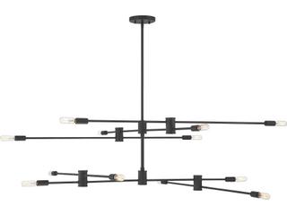 Savoy House Lyrique 12-Light Matte Black Linear Sputnik Tiered Chandelier