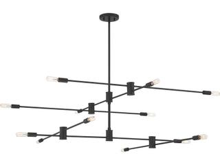 Savoy House Lyrique 12-Light Matte Black Linear Sputnik Tiered Chandelier