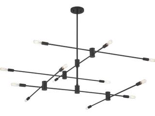 Savoy House Lyrique 12-Light Matte Black Linear Sputnik Tiered Chandelier