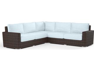 Sunbrella Canvas Skyline — Coronado Cognac Wicker Cushion Sofa