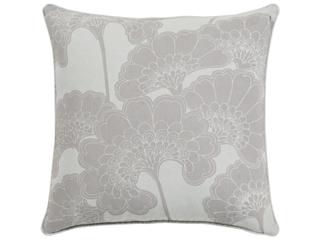 Japanese Floral Woven Accent Pillow in Medium Gray 20 Inch Square