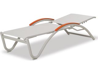 Telescope Casual Helios Sling Aluminum Stackable Patio Chaise Lounge With MGP Arms