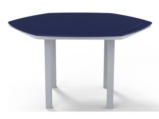 Telescope Casual Marine Grade Polymer Hexagon Patio Counter Height Table with Umbrella Hole