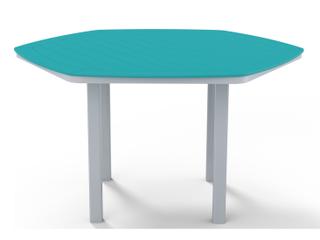 Telescope Casual Marine Grade Polymer Hexagon Patio Counter Height Table with Umbrella Hole