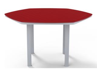Telescope Casual Marine Grade Polymer Hexagon Patio Counter Height Table with Umbrella Hole