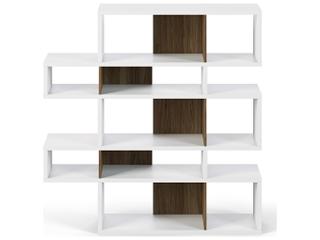 London Pure White Frame Bookcase with Walnut Dividers