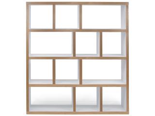 Berlin 4-Level Bookcase in Pure White and Faux Plywood