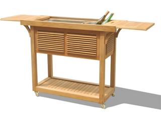 Teak Smith Solvang Teak Bar Cart with Extendable Beverage Tub
