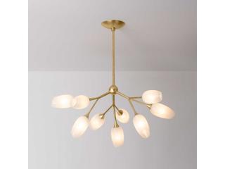 Troy Lighting Aldean 9-Light Vintage Gold Leaf Brass Candelabra Chandelier