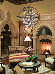Troy Lighting Byron 6-Light Vintage Bronze Crystal Candelabra Globe Chandelier