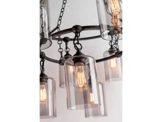 Troy Lighting Gotham 12-Light Aged Silver Glass Candelabra Cylinder Tiered Chandelier