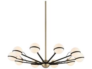 Troy Lighting Ace 10-Light Textured Bronze And Brushed Brass Glass Globe Chandelier