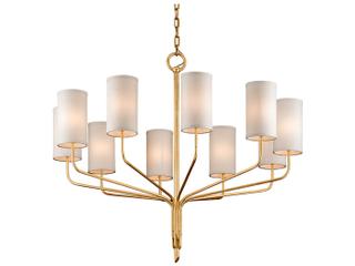 Troy Lighting Juniper 10-Light Textured Gold Leaf Cylinder Chandelier