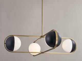Troy Lighting Willard 4-Light Patina Brass Black Glass Globe Chandelier