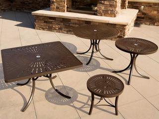 Tropitone La Stratta Aluminum Square Patio Dining Table with Umbrella Hole