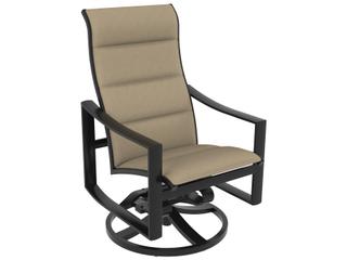 Kenzo Padded Sling Aluminum High Back Swivel Rocker Outdoor Patio Dining Arm Chair
