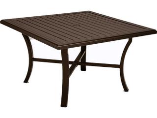 Banchetto Slat Aluminum Square KD Outdoor Dining Table with Umbrella Hole