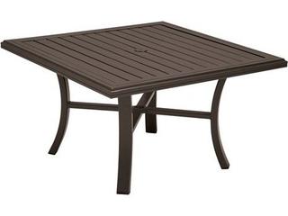 Banchetto Slat Aluminum Square Patio Chat Table with Umbrella Hole