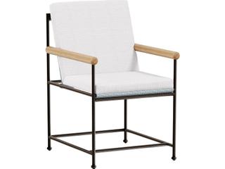 Stowe Aluminum Dining Arm Chair with Teak Arm & Cushion
