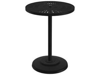 La Stratta Aluminum Round KD Pedestal Outdoor Patio Bar Table with Umbrella Hole