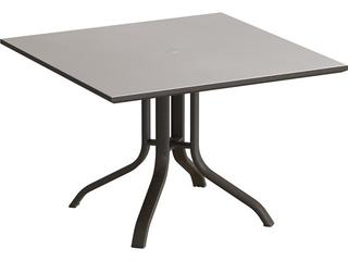 Horizon Solid Aluminum 42" Square KD Pedestal Dining Table with Umbrella Hole