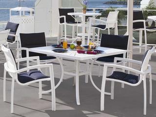 Tropitone South Beach Padded Sling Aluminum Outdoor Patio Dining Set