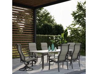 Tropitone Shoreline Padded Sling Aluminum Dining Set