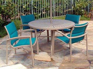 Tropitone South Beach Padded Sling Aluminum Outdoor Patio Dining Set