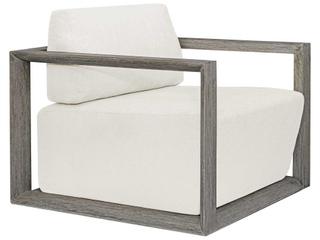 Remsen Weathered Gray Oyster White Wood Cushion Lounge Chair